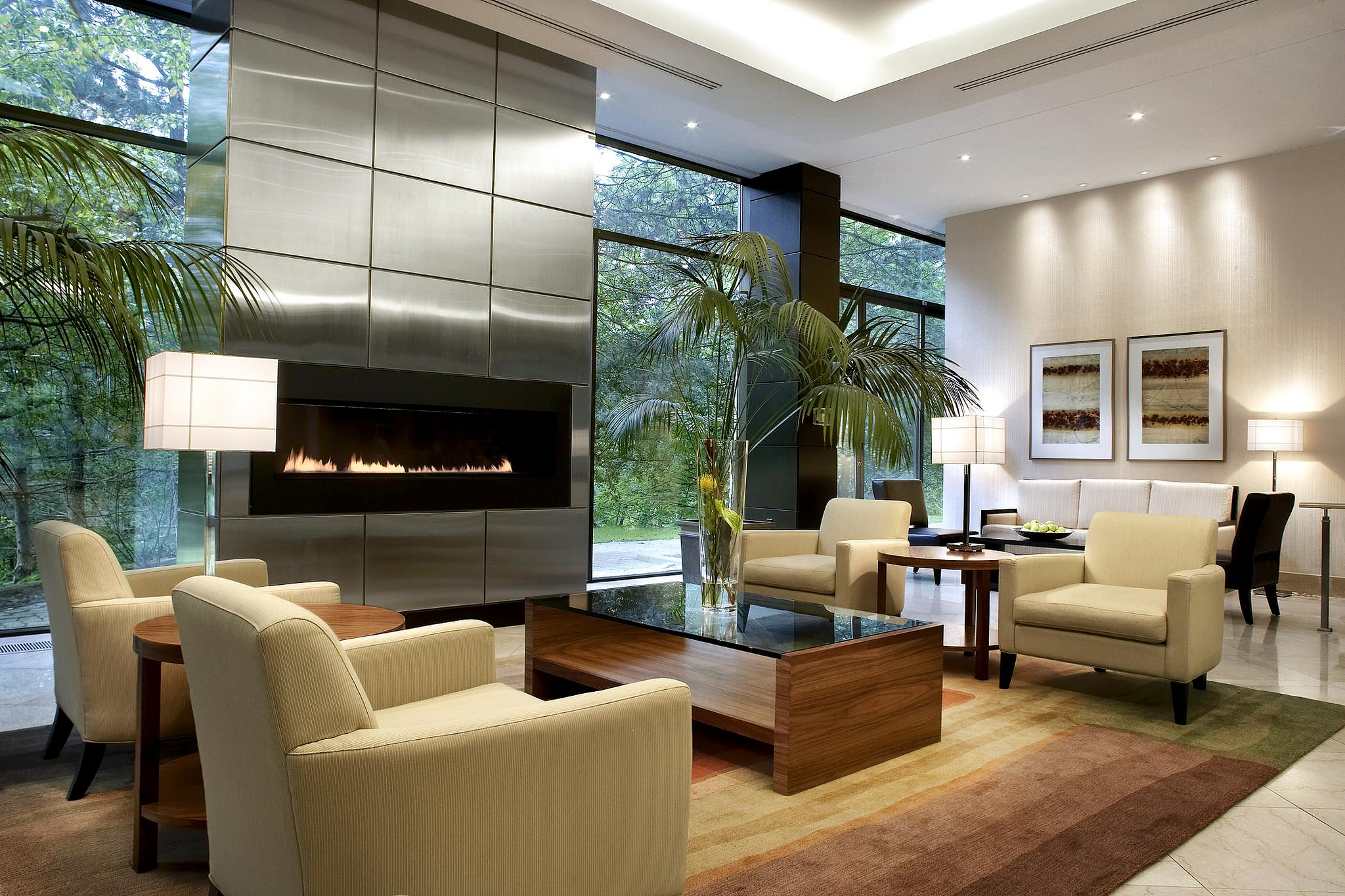 Westin Prince Hotel Lobby - Modern Fireplace Lounge